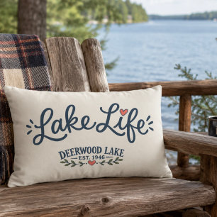 Fun Deerwood Lake Outdoor Lake Life Lumbar Pillow