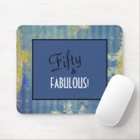 Fun Denim Blue Pattern Fifty & FABULOUS! Birthday