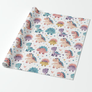 Fun Design colourful Dinosaur Pattern Wrapping Paper
