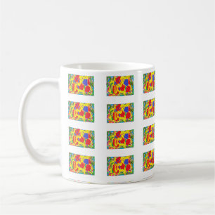 Fun design pattern vivid colours on a mug