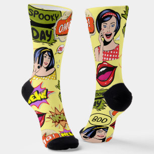 Fun design retro pop art Yellow colourful girly Socks