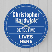 Fun Detective Wall Plaque Style Large Clock