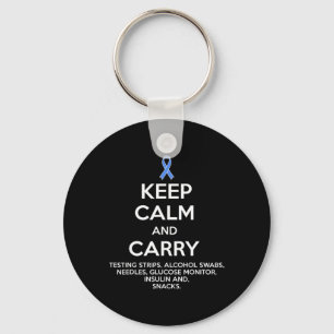 Fun Diabetic Keep Calm Type 1 Type 2 Diabetes Awar Keychain