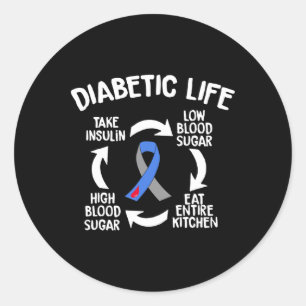 Fun Diabetic Life Cycle Diabetes Awareness Gift Classic Round Sticker