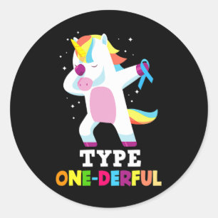 Fun Diabetic Type 1 Diabetes T1D Type One-Derful U Classic Round Sticker