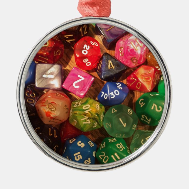 Fun Dice design for gamers Metal Ornament (Front)