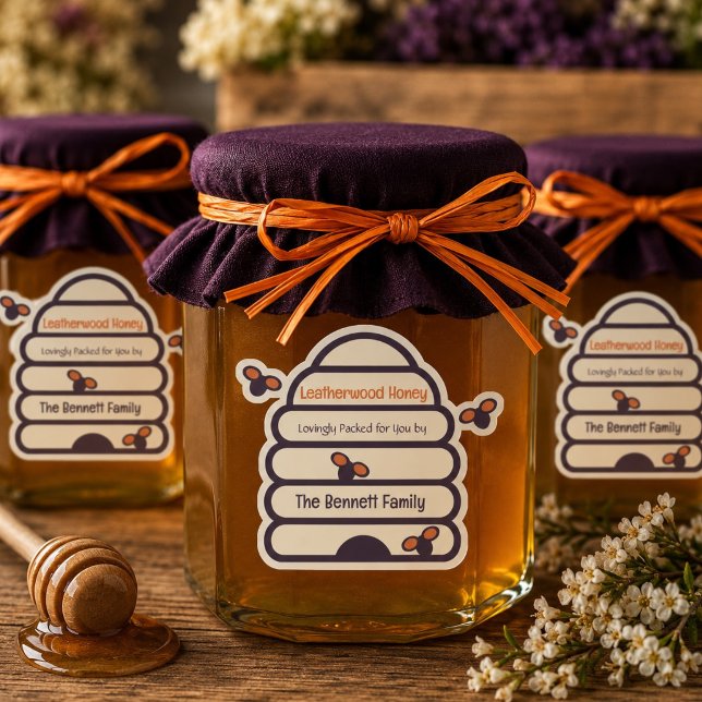 Fun Die Cut Bee Hive Label for Home Packed Honey (Creator Uploaded)