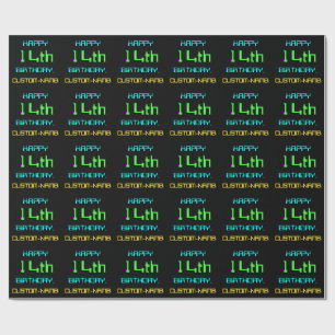 Fun Digital Computing Themed 14th Birthday Wrapping Paper