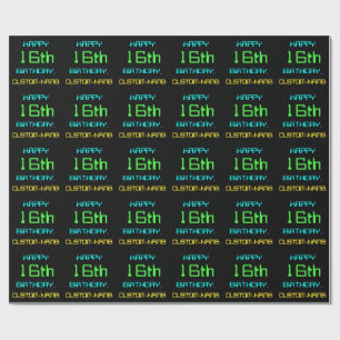 Fun Digital Computing Themed 16th Birthday Wrapping Paper