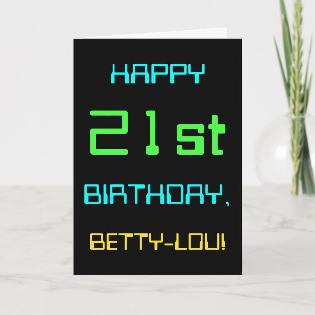 Fun Digital Computing Themed 21st Birthday Card (Front)