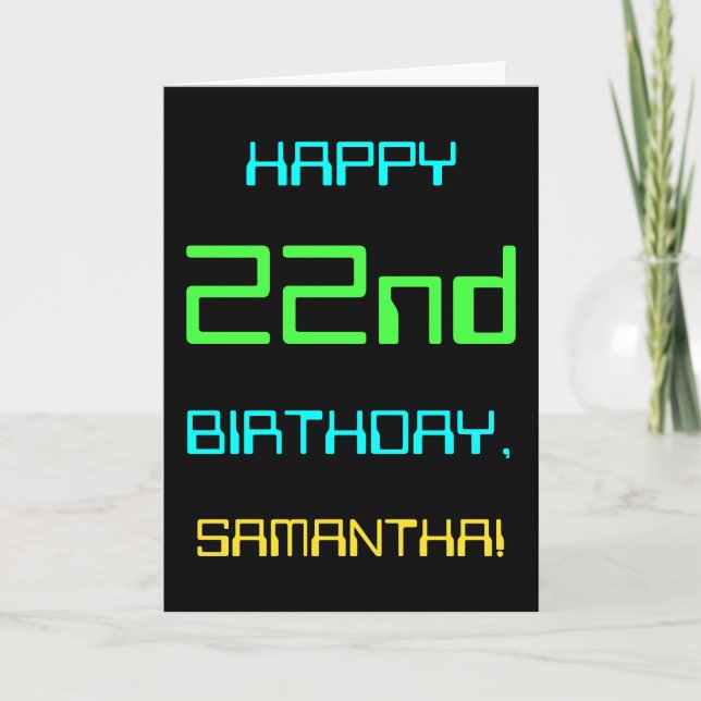 Fun Digital Computing Themed 22nd Birthday Card (Front)