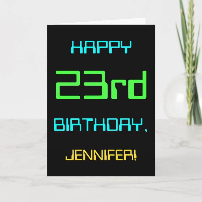 Fun Digital Computing Themed 23rd Birthday Card (Front)