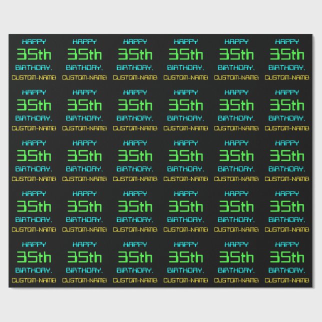 Fun Digital Computing Themed 35th Birthday Wrapping Paper (Flat)