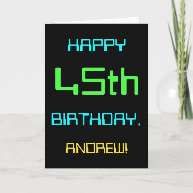 Fun Digital Computing Themed 45th Birthday Card (Front)