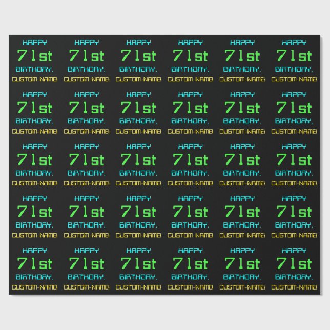 Fun Digital Computing Themed 71st Birthday Wrapping Paper (Flat)