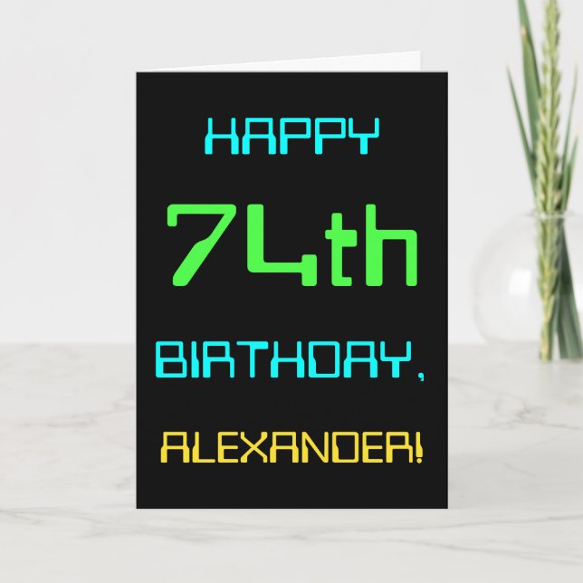 Fun Digital Computing Themed 74th Birthday Card (Front)