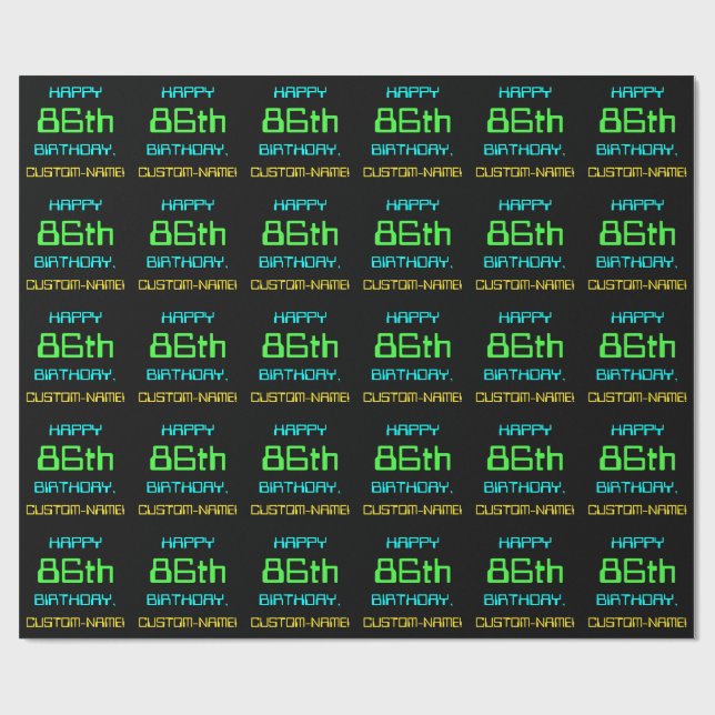 Fun Digital Computing Themed 86th Birthday Wrapping Paper (Flat)