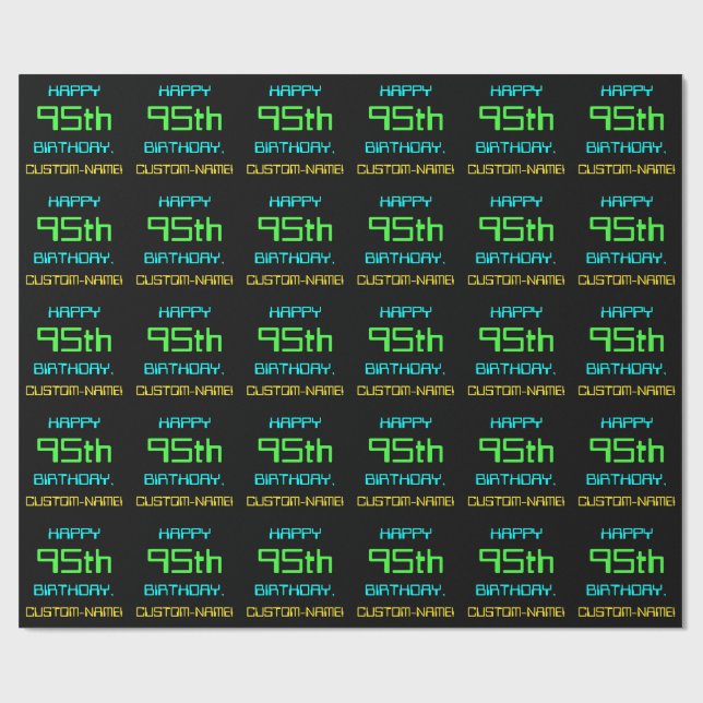 Fun Digital Computing Themed 95th Birthday Wrapping Paper (Flat)