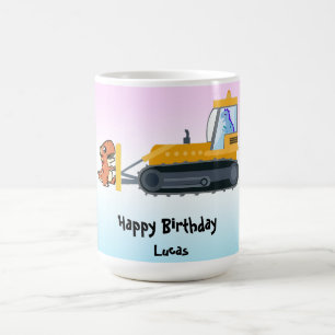Fun DINO dinosaur tractor Farm School Birthday boy Coffee Mug