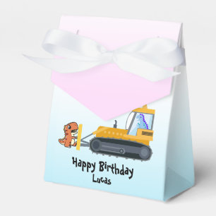 Fun DINO dinosaur tractor Farm School Birthday boy Favor Box