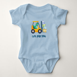 Fun dino tractor Truck Birthday School boy kids Baby Bodysuit