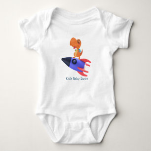 Fun dinosaur colourful rocket School Birthday part Baby Bodysuit