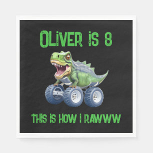 Fun Dinosaur monster truck personalized birthday  Napkin