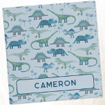 Fun Dinosaur Pattern Blue Personalized Binder<br><div class="desc">Lots of blue dinosaurs,  Tyrannosaurus rex,  Spinosaurus,  Stegosaurus,  Diplodocus and Triceratops. Original art by Nic Squirrell. Change the name to personalize.</div>
