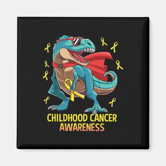 Fun Dinosaur T-Rex Childhood Cancer Awareness Boys Magnet (Front)