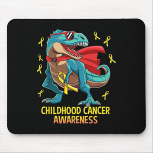 Fun Dinosaur T-Rex Childhood Cancer Awareness Boys Mouse Pad