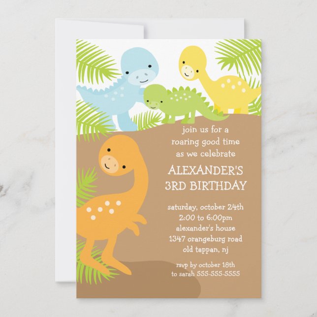 Fun Dinosaurs Birthday Invitation (Front)