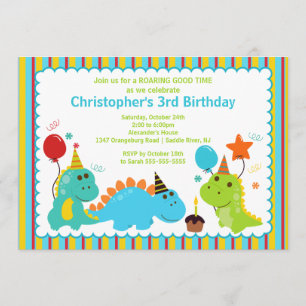 Fun Dinosaurs Birthday Party Invitation