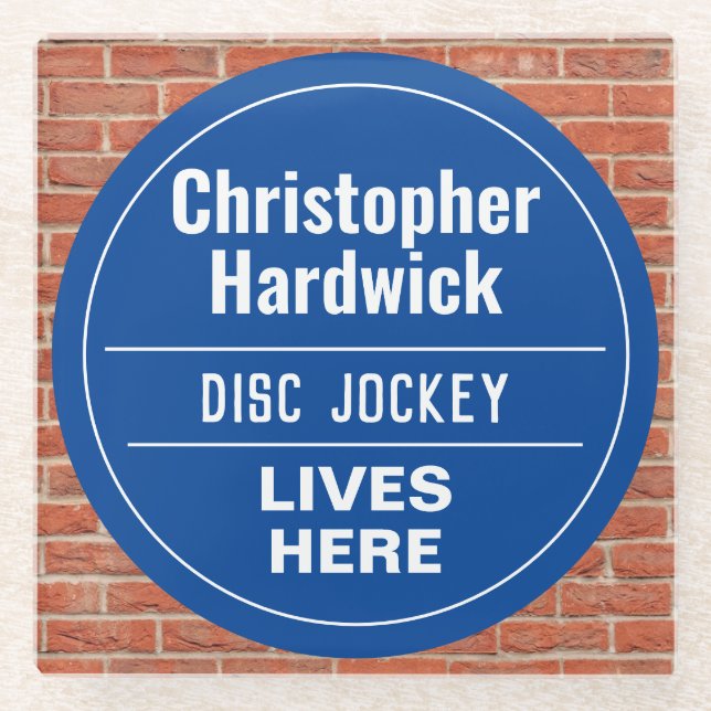 Fun Disc Jockey Wall Plaque Style Glass Coaster (Front)
