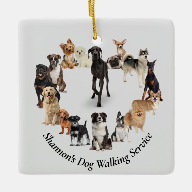 Fun Dog Breed Pet Animals Dog Walking Ceramic Ornament (Front)