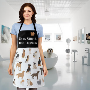 Fun Dog Breeds pattern Pet Services Grooming Apron
