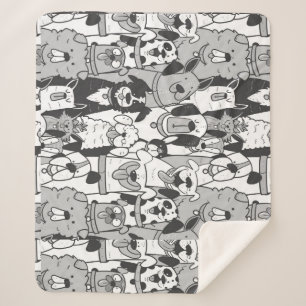 Fun Dog Breeds Pet Animal Cartoon Pattern Sherpa B Sherpa Blanket