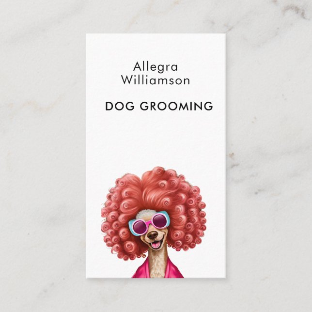 Fun Dog Grooming Pink Poodle Business Card (Front)