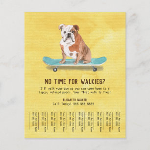 Fun Dog on Skateboard Dog Walker Tear Sheet Yellow