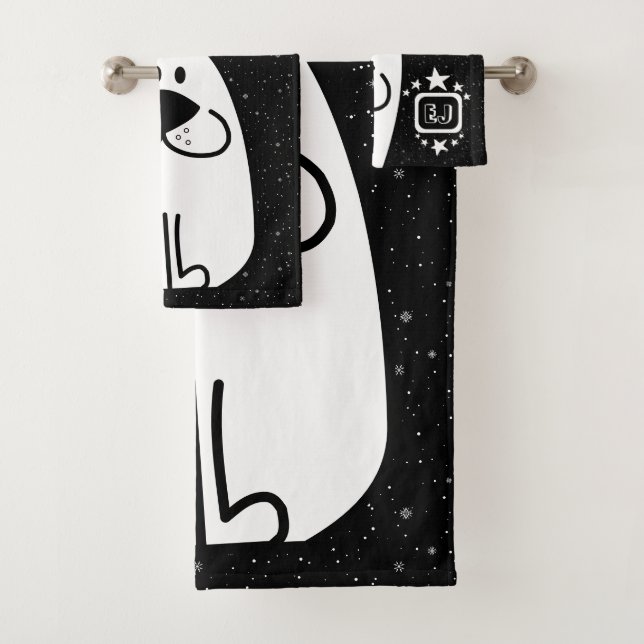 Fun Dog Personalized Monogram Design Bath Towel Set (Insitu)