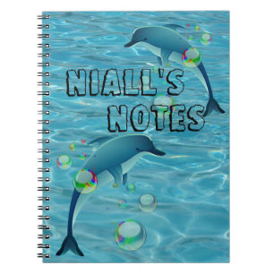 Fun Dolphin and Bubbles Personalized Notebook