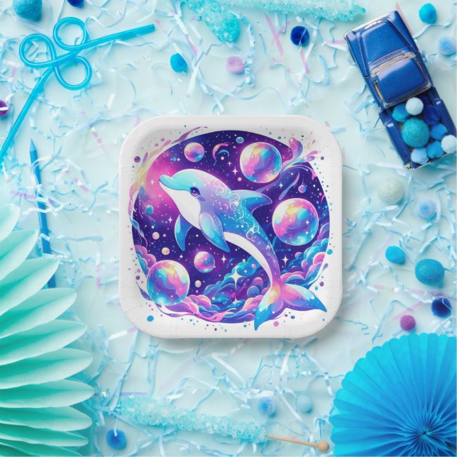 Fun Dolphin Baby Shower Paper Plate (Party)