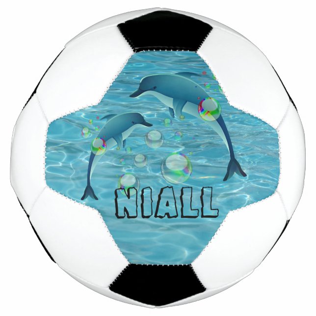 Fun Dolphins and Bubbles Personalized    Soccer Ball (Front)