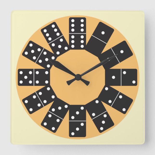 Fun Domino Square Wall Clock (Front)