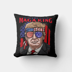 Fun Donald Trump Ultra Maga King th Of July USA Fl Throw Pillow