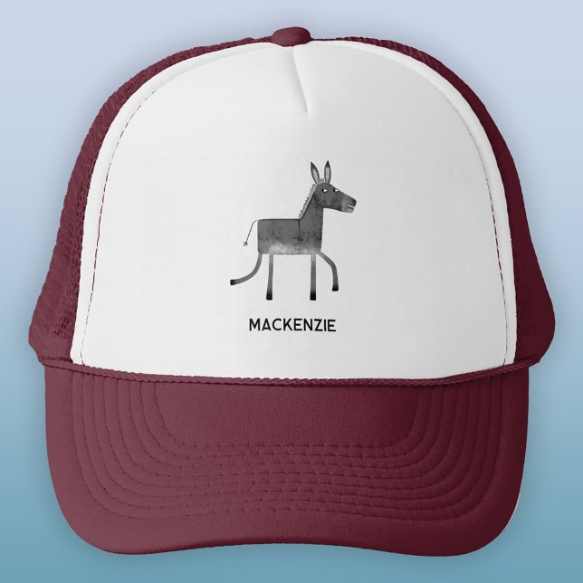 Fun Donkey Personalized Trucker Hat (Fun personalized name donkey trucker hat for animal lovers)