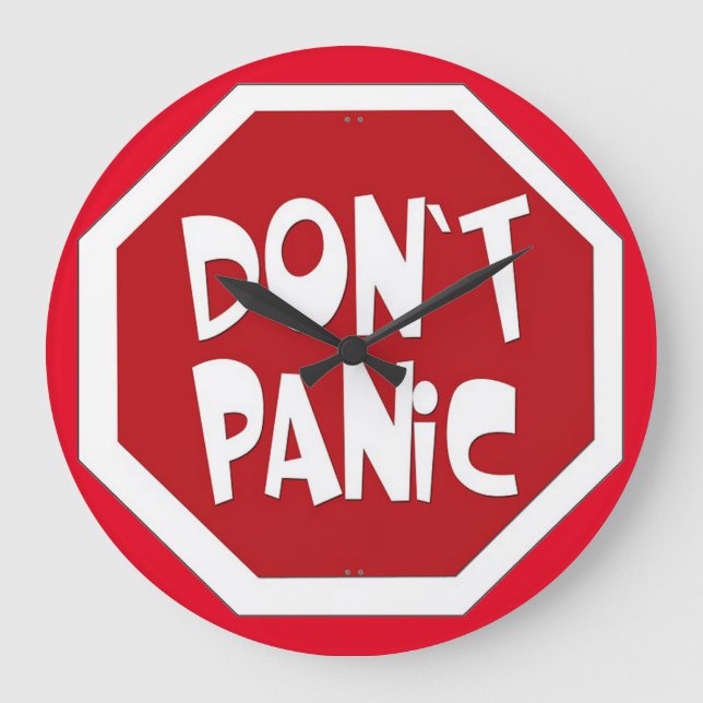 Fun Don't Panic Wall Clock! Large Clock (Front)