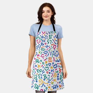 Fun doodle colorful vibrant shapes  apron