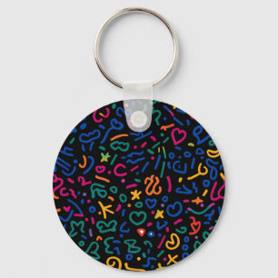 Fun doodle colourful vibrant shapes keychain