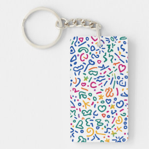 Fun doodle colourful vibrant shapes keychain