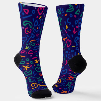 Fun doodle colourful vibrant shapes  socks